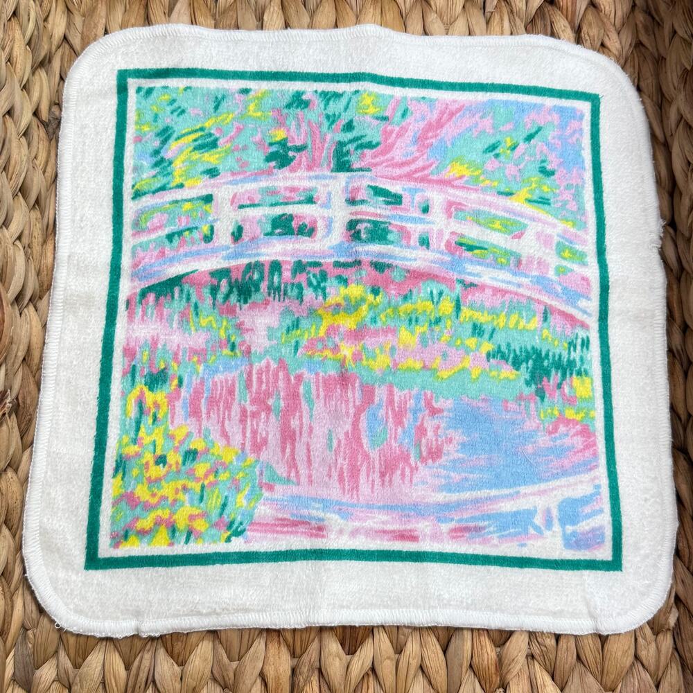 Vtg Hilasal Monet Water Lilies Japanese Bridge Cotton Decorative 2 Wash Cloths